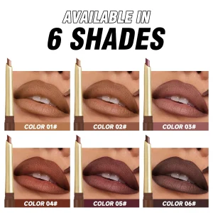 Matte 6-colors Lip Liner Pencil Bevel Design Nib Lip Contour Lipstick Nude Brown Lipstick Pencil Natural Lasting Lipliner Makeup
