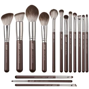Jessup Makeup Brushes Set 15/25pcs Premium Synthetic Brown Make up Brushes Foundation Eyeshadow Concealer Blush Eyeliner, T511